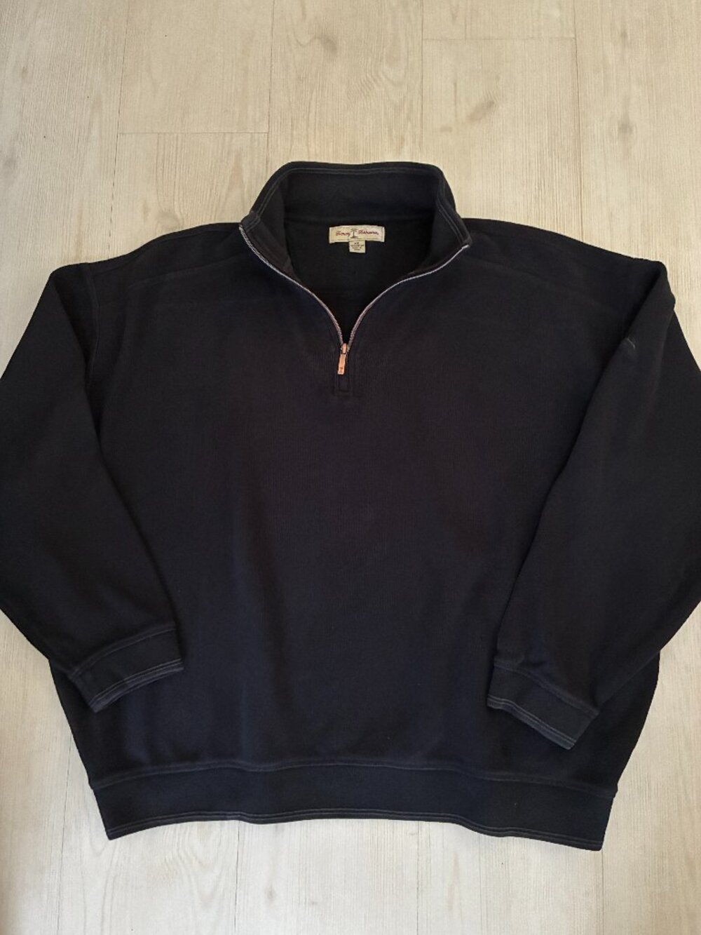 Tommy Bahama Men XXL Black 1/4 Zip Pullover Sweatshirt T20613 Size XXL